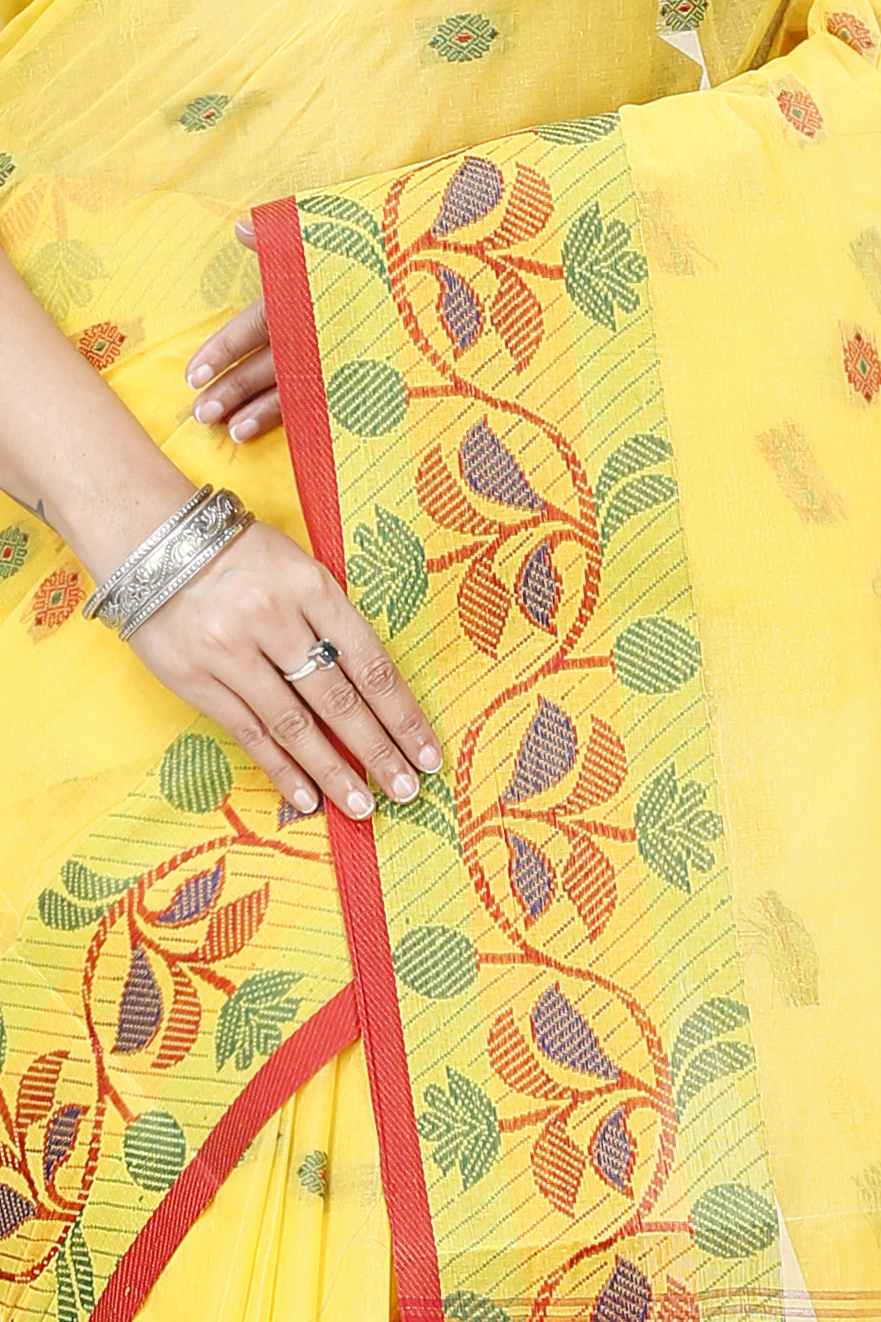 Yellow Pure Cotton Govindi Tant Saree (939)